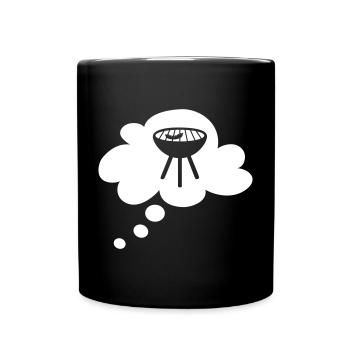 Grill Cloud Thought Bubble Grilling Barbecue Party Fan Fun - Mug uni - noir - Devant