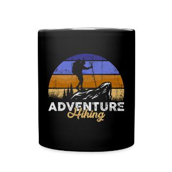 Abenteuer-Wander-Silhouette - Tasse einfarbig - Schwarz - Vorne