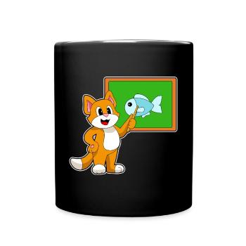 École du professeur chat pointant des bâtons - Mug uni - noir - Devant