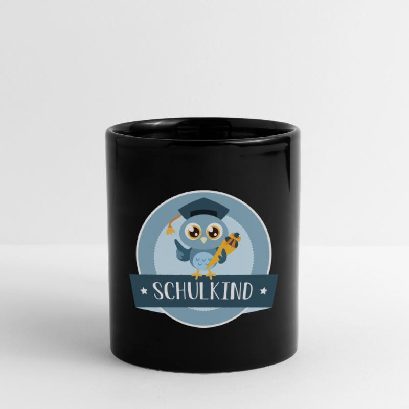 Schulkind Eule mit Zuckertüte Tasse einfarbig