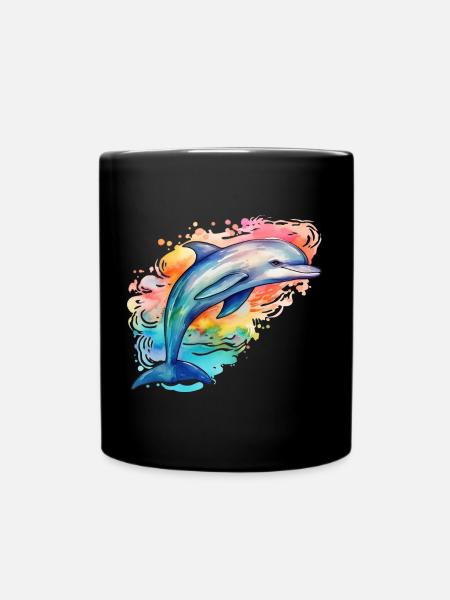 Dolphin - Full Colour Mug - black