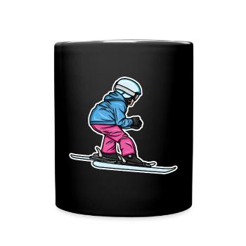 Kleiner Skisportler - Tasse einfarbig - Schwarz - Vorne
