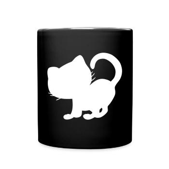 Katze Silhouette Vektor Katzenliebe Fan Tierliebe - Tasse einfarbig - Schwarz - Vorne