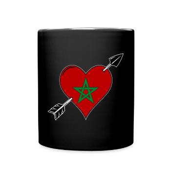 Le drapeau marocain coeur amoureux - Mug uni - noir - Devant