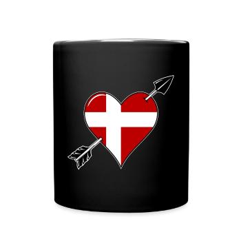 Denmark flag heart in love - Full Colour Mug - black - Front