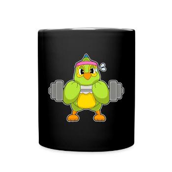 Parrot Bodybuilder Barbell Bodybuilding - Full Colour Mug - black - Front