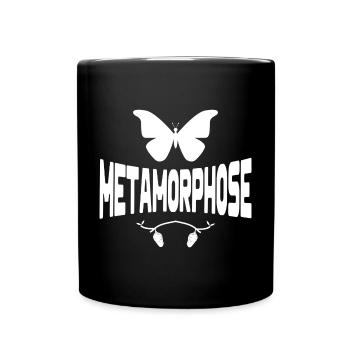 papillon, chrysalide, métamorphose, chenille - Mug uni - noir - Devant