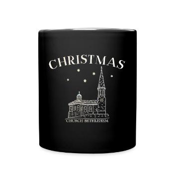 Weihnachtskirche Bethlehem Zeichnung - Tasse einfarbig - Schwarz - Vorne