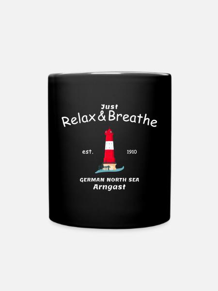 Leuchtturm Arngast, Wilhelmshaven, Deutsche Bucht - Tasse einfarbig - Schwarz