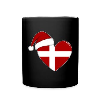 Coeur de Noël drapeau Danemark - Mug uni - noir - Devant