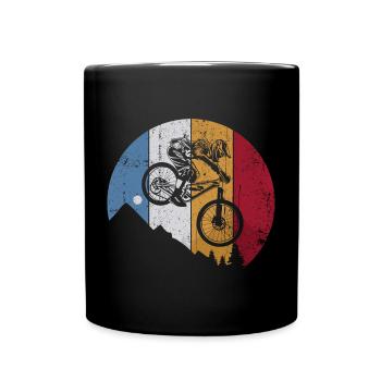 Dual MTB Silhouette Across Stripes - Full Colour Mug - black - Front