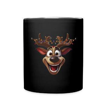 Weihnachten Rudolph - Rentier Elch Santa Claus - Tasse einfarbig - Schwarz - Vorne
