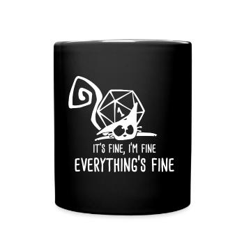 It's fine I'm fine Funny Role Playing Cat RPG - Full Colour Mug - black - Front
