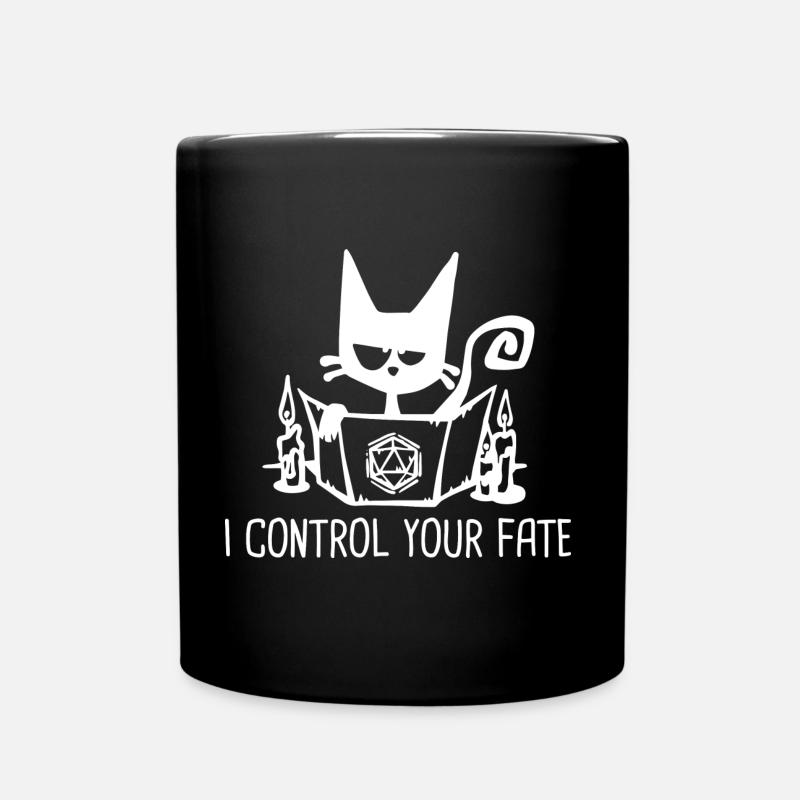 I CONTROL YOUR FATE Funny Role Playing Cat RPG - Mug uni - noir