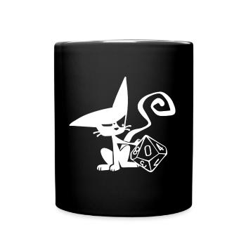 Dice Cat Funny Role Playing Cat RPG - Full Colour Mug - black - Front