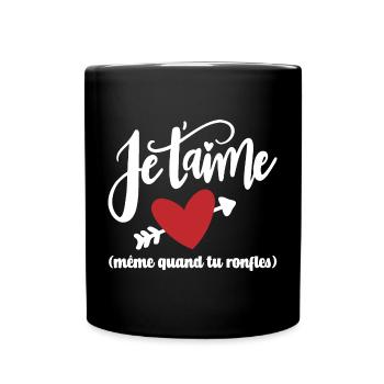Cadeau Saint Valentin Couple Ronfleur Je T'aime - Mug uni - noir - Devant