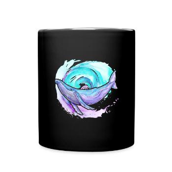 Humpback Whale Watercolor - Full Colour Mug - black - Front