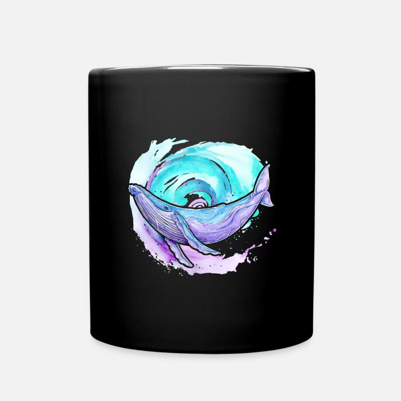 Baleine à bosse aquarelle - Mug uni - noir