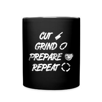 Cutting, grinding, preparing - Full Colour Mug - black - Front