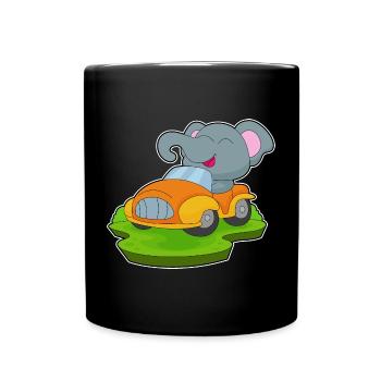 Elefant Auto - Tasse einfarbig - Schwarz - Vorne