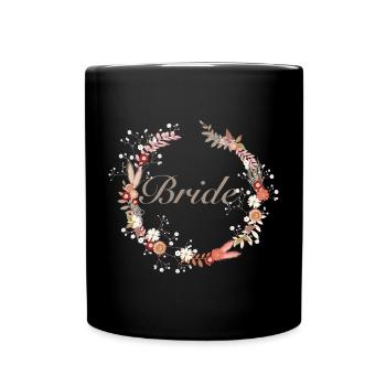Bridal wreath in delicate shades with lettering - Full Colour Mug - black - Front