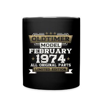50th Birthday Classic Car February Vintage 1974 - Full Colour Mug - black - Front