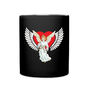 Heartfelt Angel Heart Wings Heaven Reincarnation - Full Colour Mug - black - Front