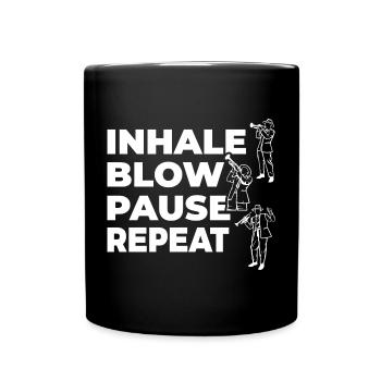 Inhale, exhale, pause, repeat - Full Colour Mug - black - Front