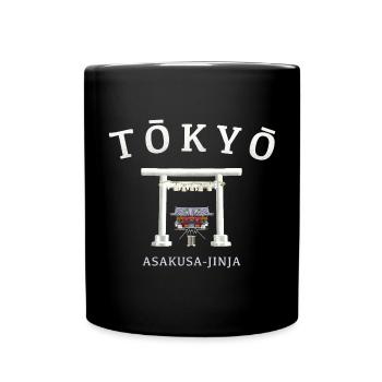 Tokyo, Japan, Torii Asakusa- jinja Hand Drawing - Full Colour Mug - black - Front