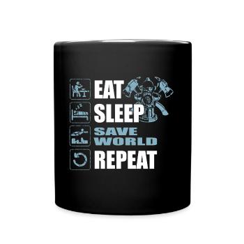 Firefighter Firefighter Woman Saves the World - Full Colour Mug - black - Front