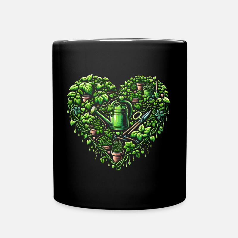 Zimmerpflanzen-Herz - Tasse einfarbig - Schwarz