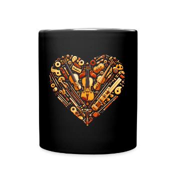 Violinherz - Tasse einfarbig - Schwarz - Vorne