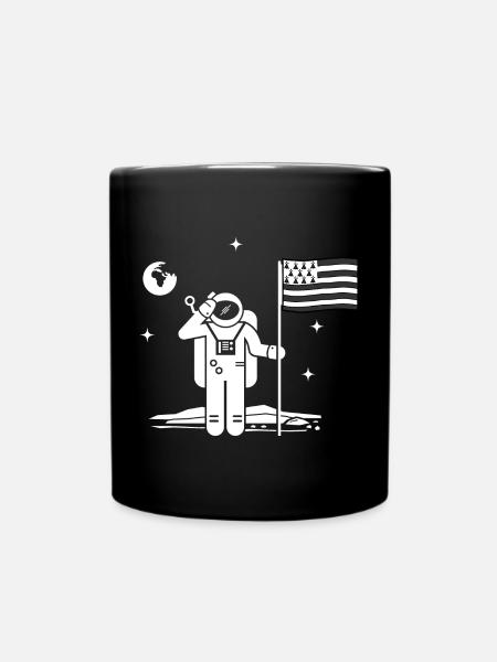 T Shirt drapeau Breton humour bretagne drôle lune - Mug uni - noir
