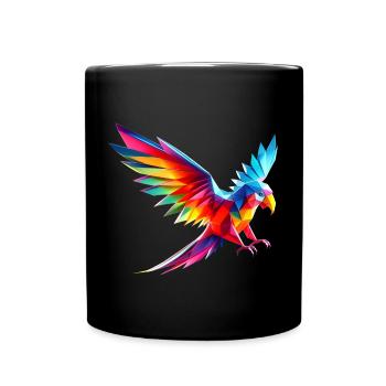 Perroquet origami multicolore géométrique 3d - Mug uni - noir - Devant