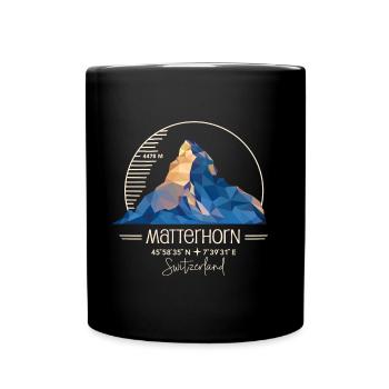 Matterhorn Zermatt Wandern Tour Bergtour Souvenir - Tasse einfarbig - Schwarz - Vorne