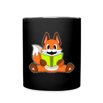 Fuchs Nerd Buch  - Tasse einfarbig - Schwarz - Vorne