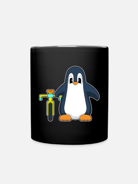 Pinguin Fahrrad - Tasse einfarbig - Schwarz
