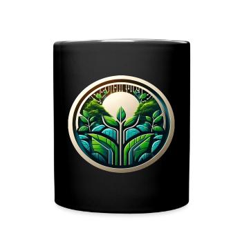 Öko Tech Logo Natur und Digitalisierung - Tasse einfarbig - Schwarz - Vorne