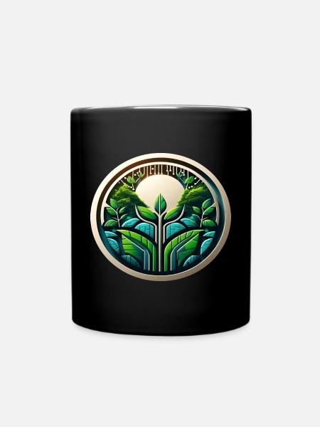 Eco Tech Logo Nature and Digitization - Full Colour Mug - black