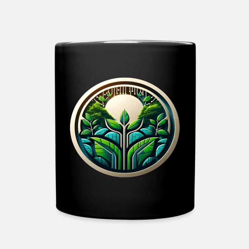 Eco Tech Logo Nature and Digitization - Full Colour Mug - black