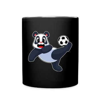Panda Fußballspieler Fußball Sport - Tasse einfarbig - Schwarz - Vorne