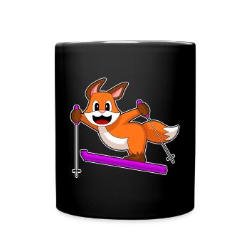 Fuchs Skispringer Ski Wintersport - Tasse einfarbig - Schwarz - Vorne