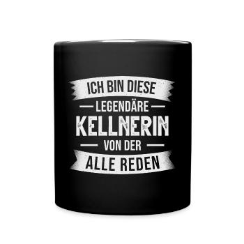 Kellnerin Gastronomie Servicekraft Bedienung - Tasse einfarbig - Schwarz - Vorne