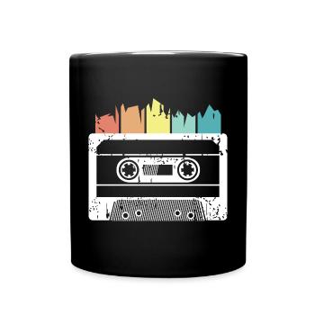 retro cassette music vintage icon logo icon - Full Colour Mug - black - Front