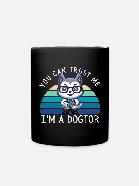 Drôle Kawaii Husky chien docteur - Mug uni - noir