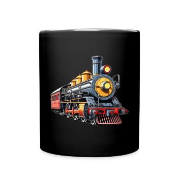 Steam Train Cartoon Nostalgia - Full Colour Mug - black - Front