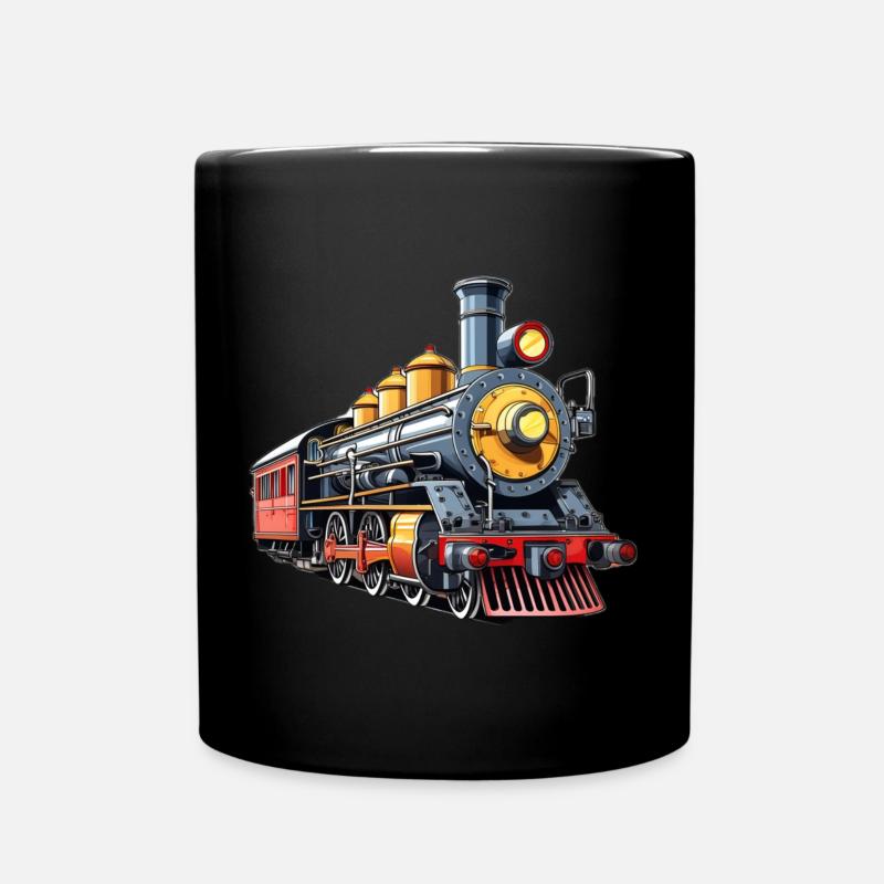 Dampfzug Cartoon Nostalgie - Tasse einfarbig - Schwarz