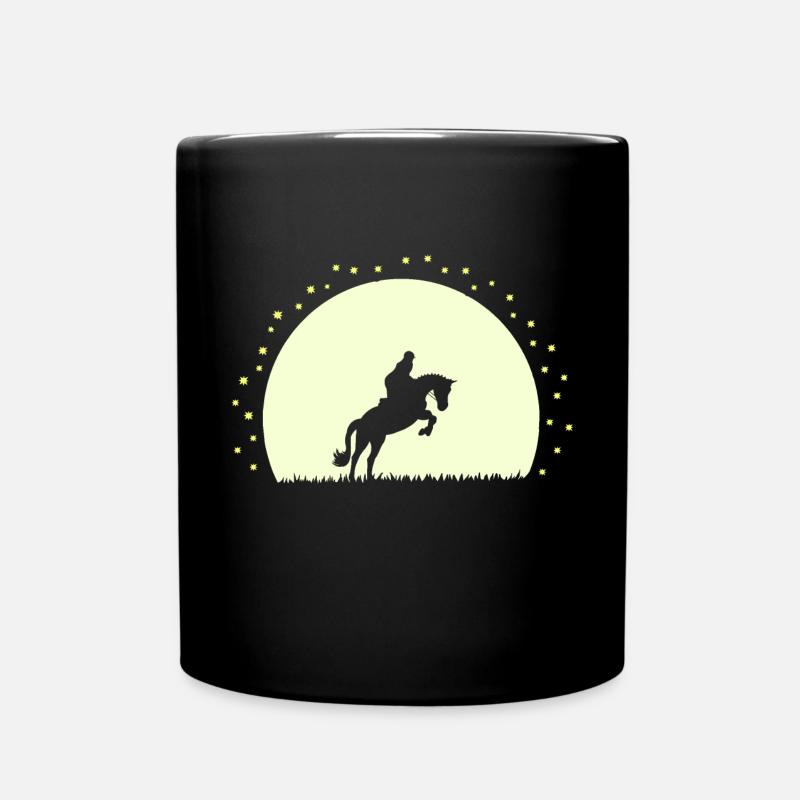 Silhouette Cheval Équestre Nocturne - Mug uni - noir