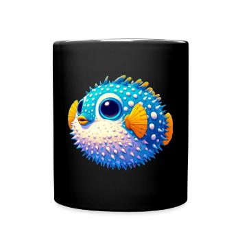 Kugelfisch - Tasse einfarbig - Schwarz - Vorne