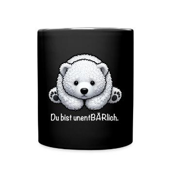 Du Bist UnentBÄRlich – Cartoon Bär Süß Niedlich - Tasse einfarbig - Schwarz - Vorne